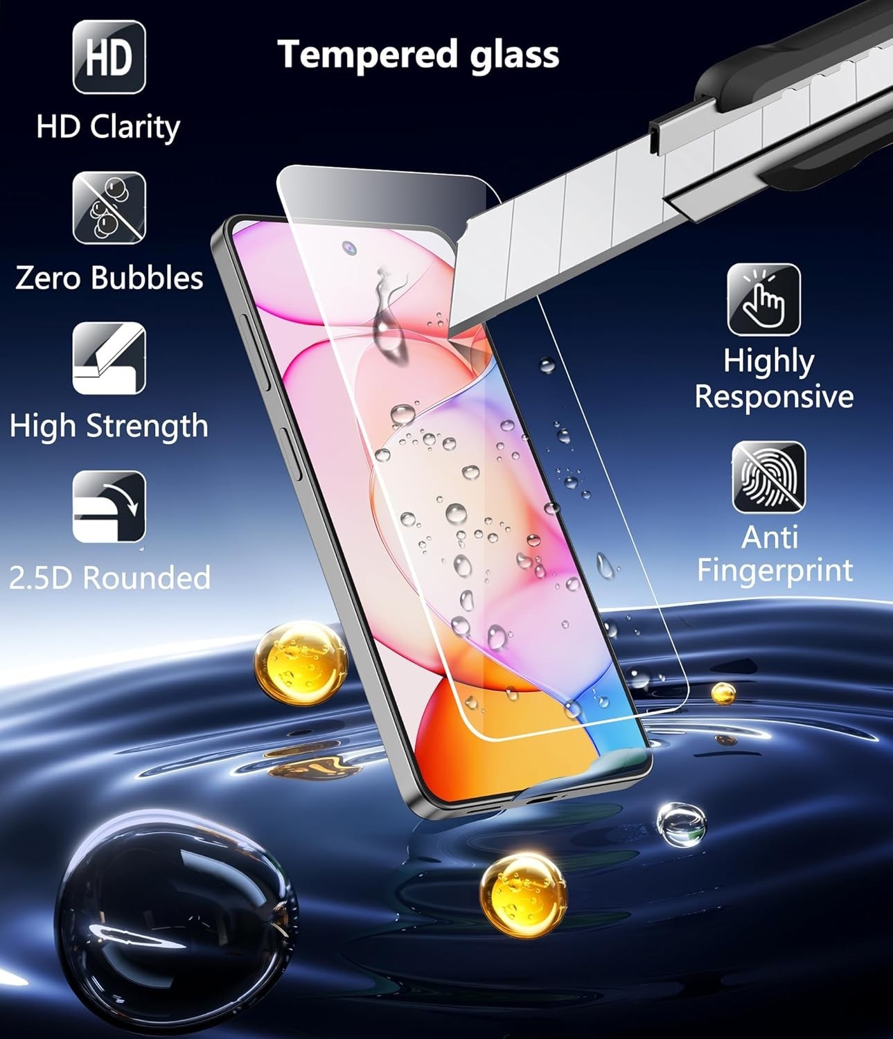 Phone Case for Samsung Galaxy S26 with Tempered Glass Screen Protector, Clear Co