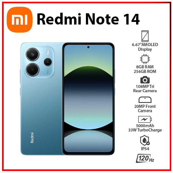 Xiaomi Redmi Note 14 4G 8GB+256GB BLUE Dual SIM Unlocked Android Cell Phone