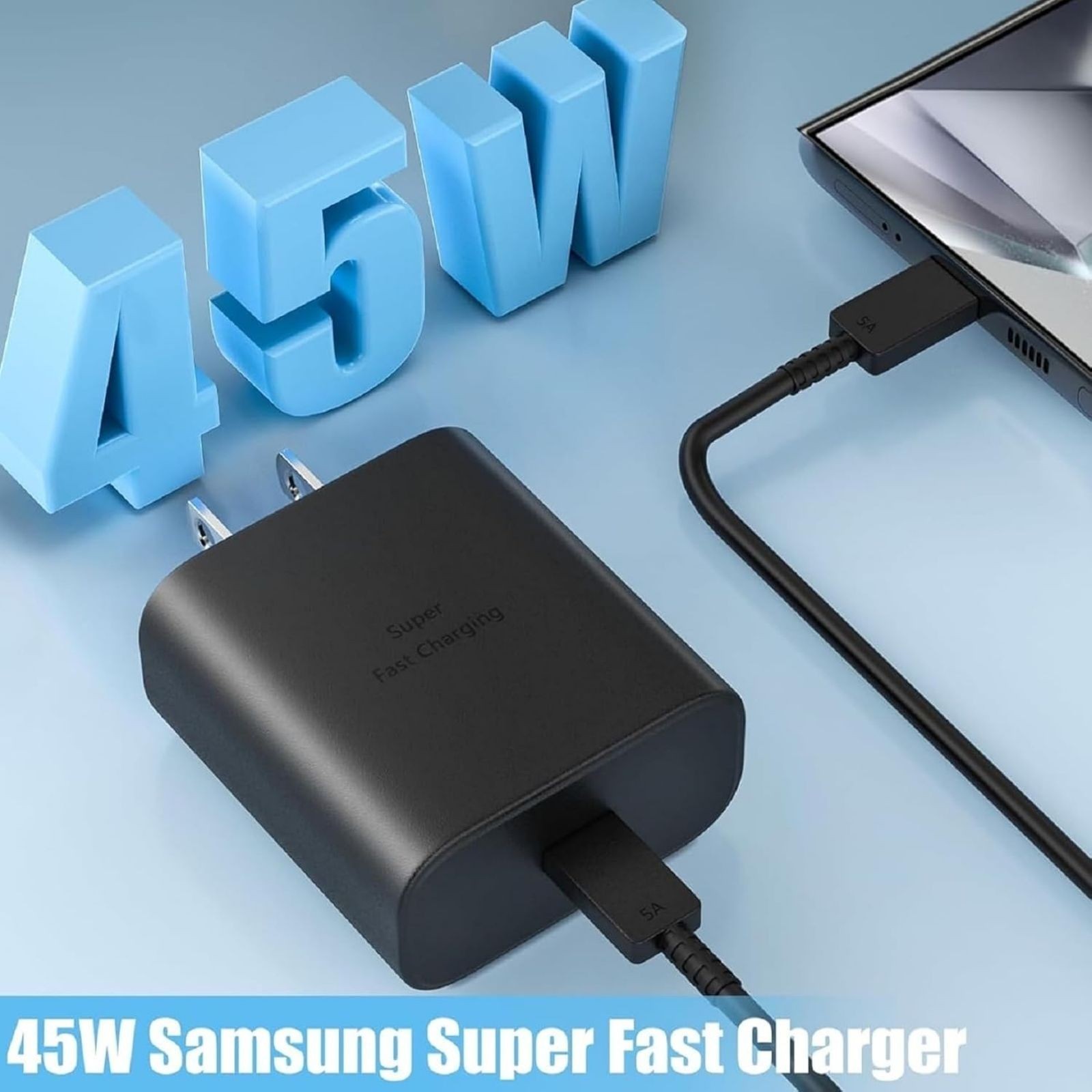 45W Type-C Fast Wall Charger for Samsung Galaxy S25 Ultra with 6Ft USB C Cable