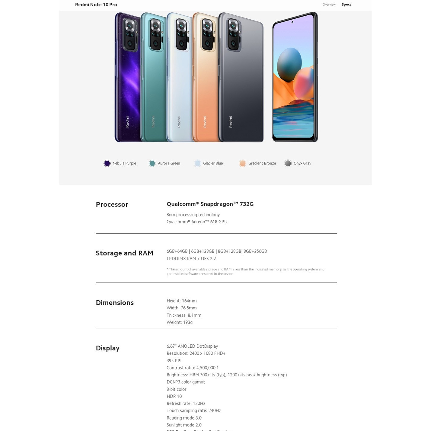 Xiaomi Redmi Note 10 Pro 4G，8+128GB ，Asian Version+OTA，NO charge.r Gray NEW