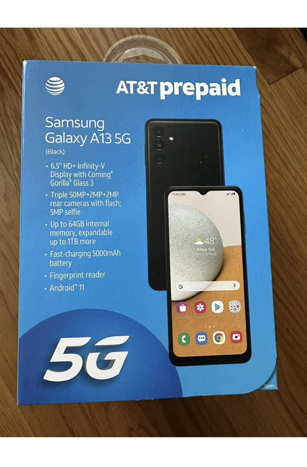 NEW! AT&T Prepaid Samsung Galaxy A13 5G 64GB Black SM-A136U Smartphone/Cellphone