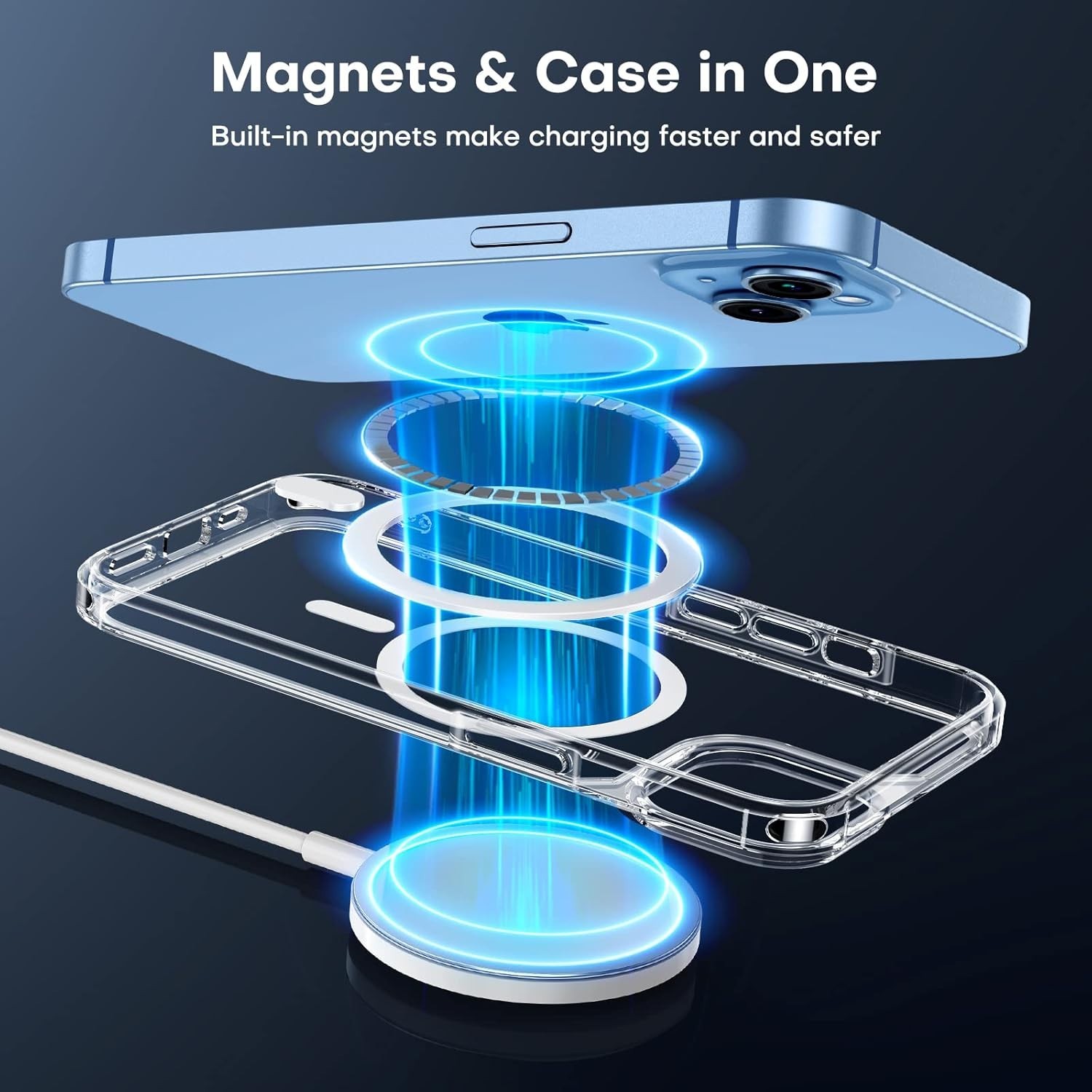 TAURI for iPhone 14 Plus Case, Compatible with MagSafe, with Screen Protectors,