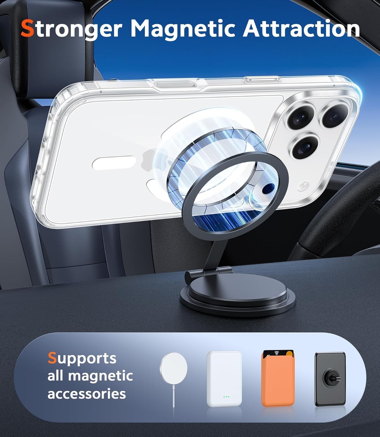 iPhone 17 Pro-Max Case: Slim Magnetic Transparent Cover with Screen Protector