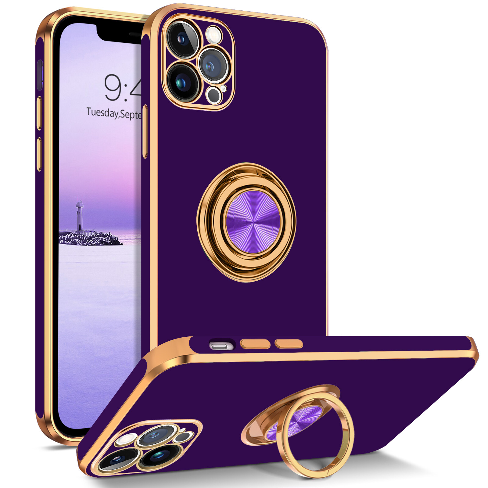 Phone Case For iPhone 15 Pro Max 14 16 Plus Heavy Duty Shockproof Ring Cover