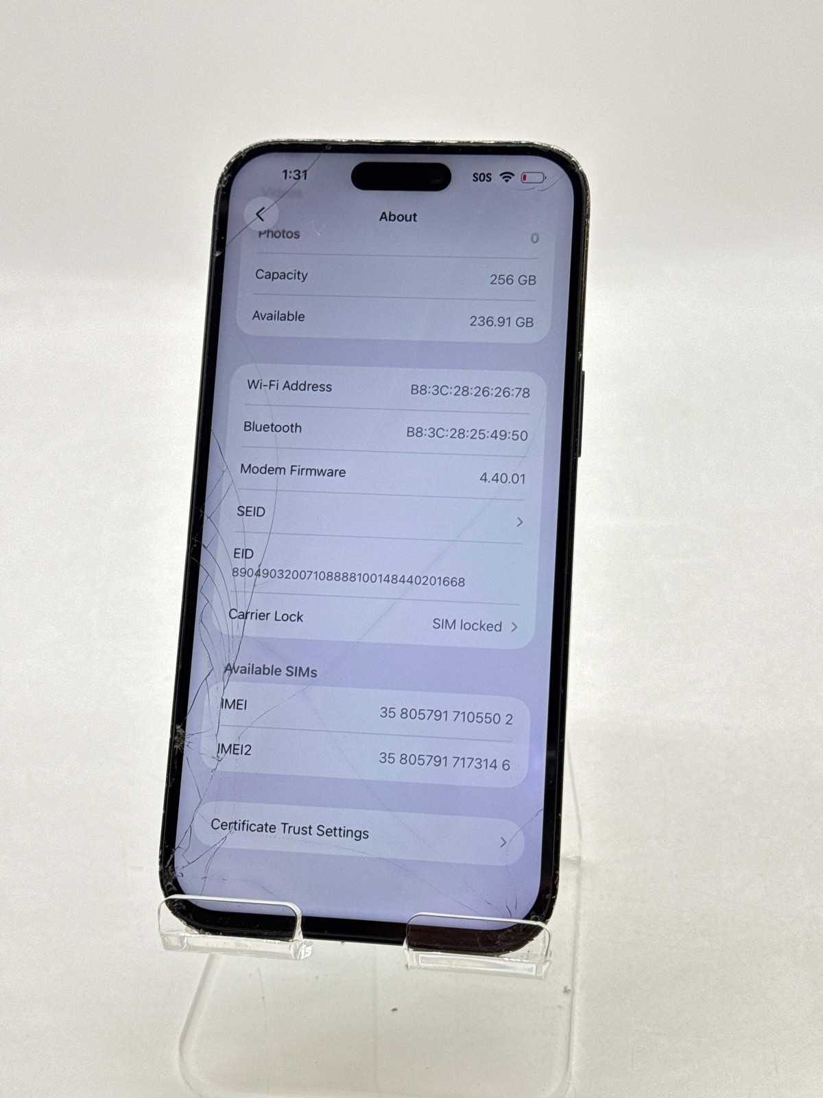 AT&T Apple iPhone 14 Pro Max A2651 256GB Space Black – Cracked Read!