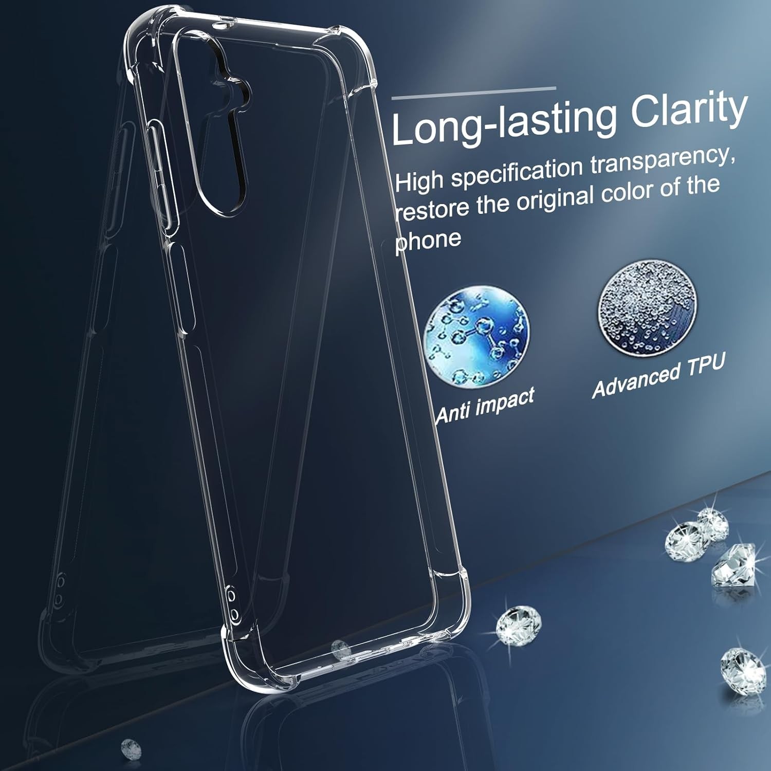 Clear Case for Samsung Galaxy A05 A05S with 2pcs Screen Protector Reinforced Cor