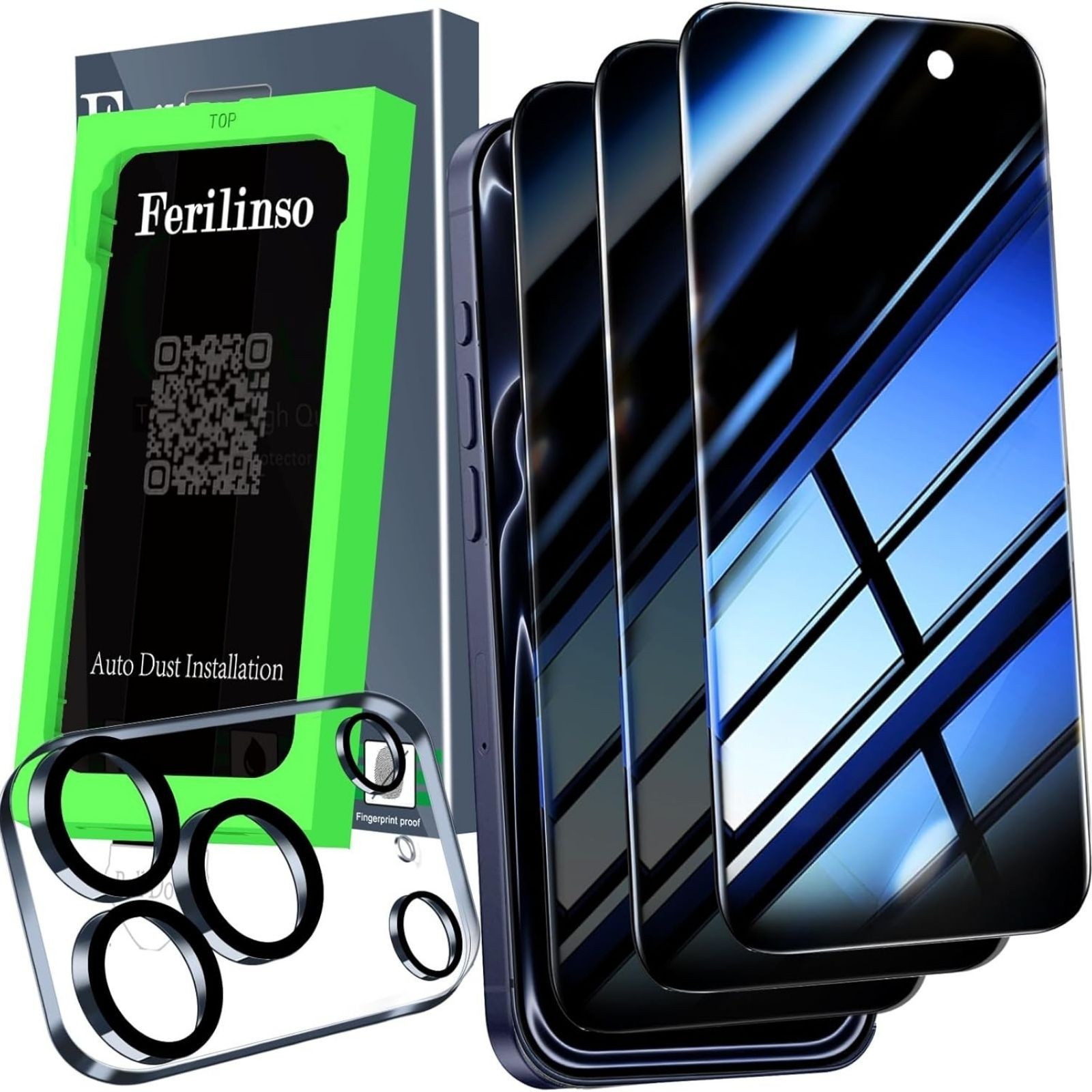 3 Pack Privacy Screen Protector & Camera Lens Protector for iPhone 17 Pro Max