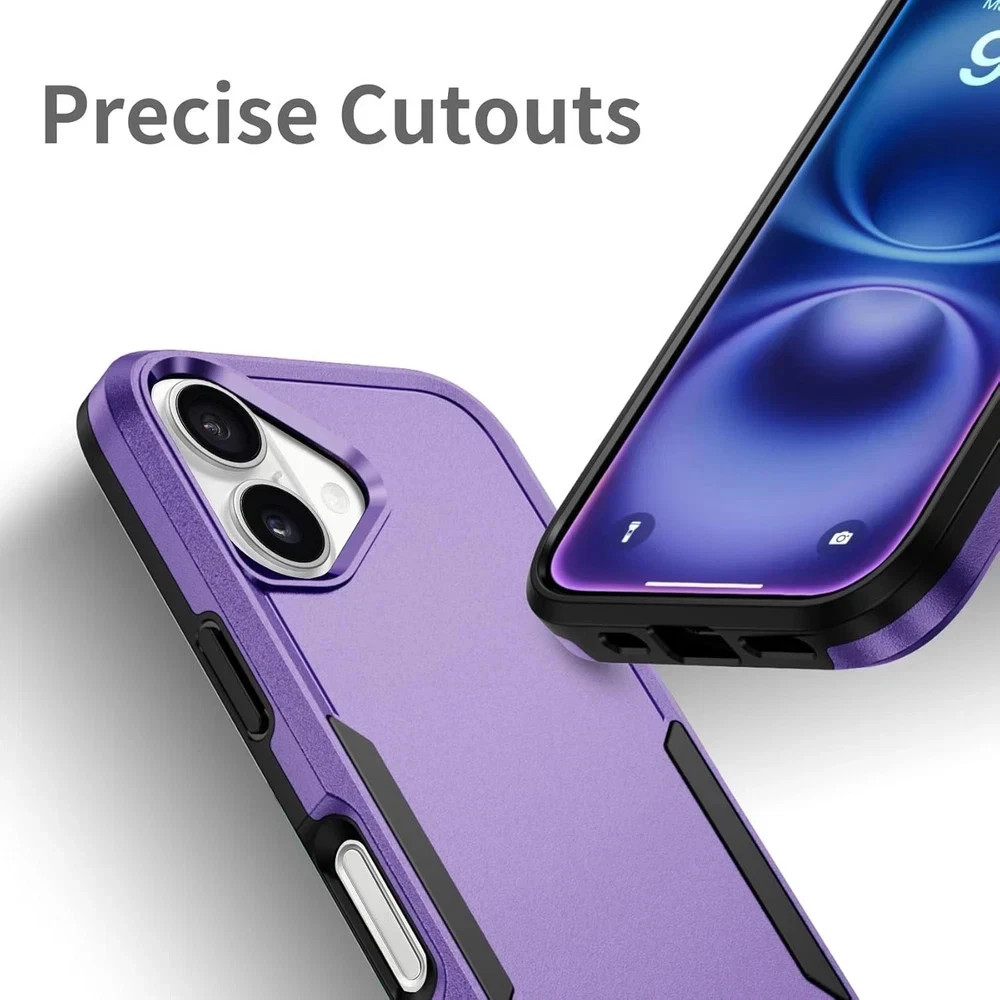 Designed for iPhone 16 Case, Heavy Duty Shockproof Anti-Scratch Cover Purple 6.1