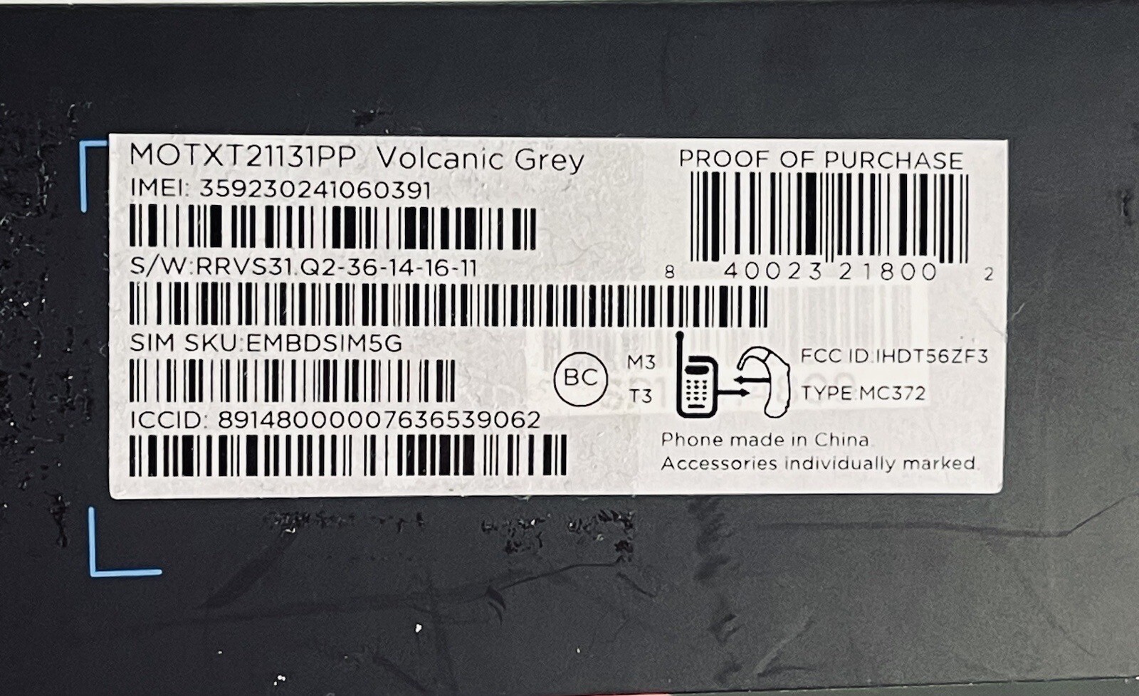 New/Sealed Verizon Motorola One 5GUW Ace Prepaid Volcanic Gray 64GB World Device