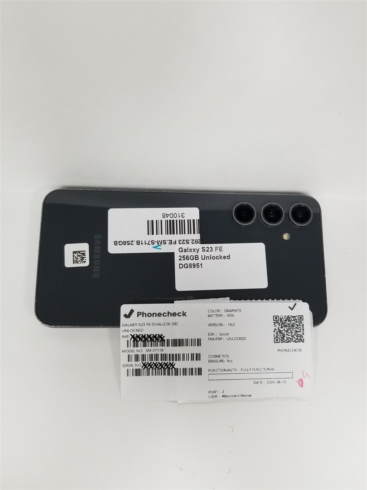 Samsung Galaxy S23 FE 256GB Graphite SM-S711U1 Unlocked Fully Functional DG8951