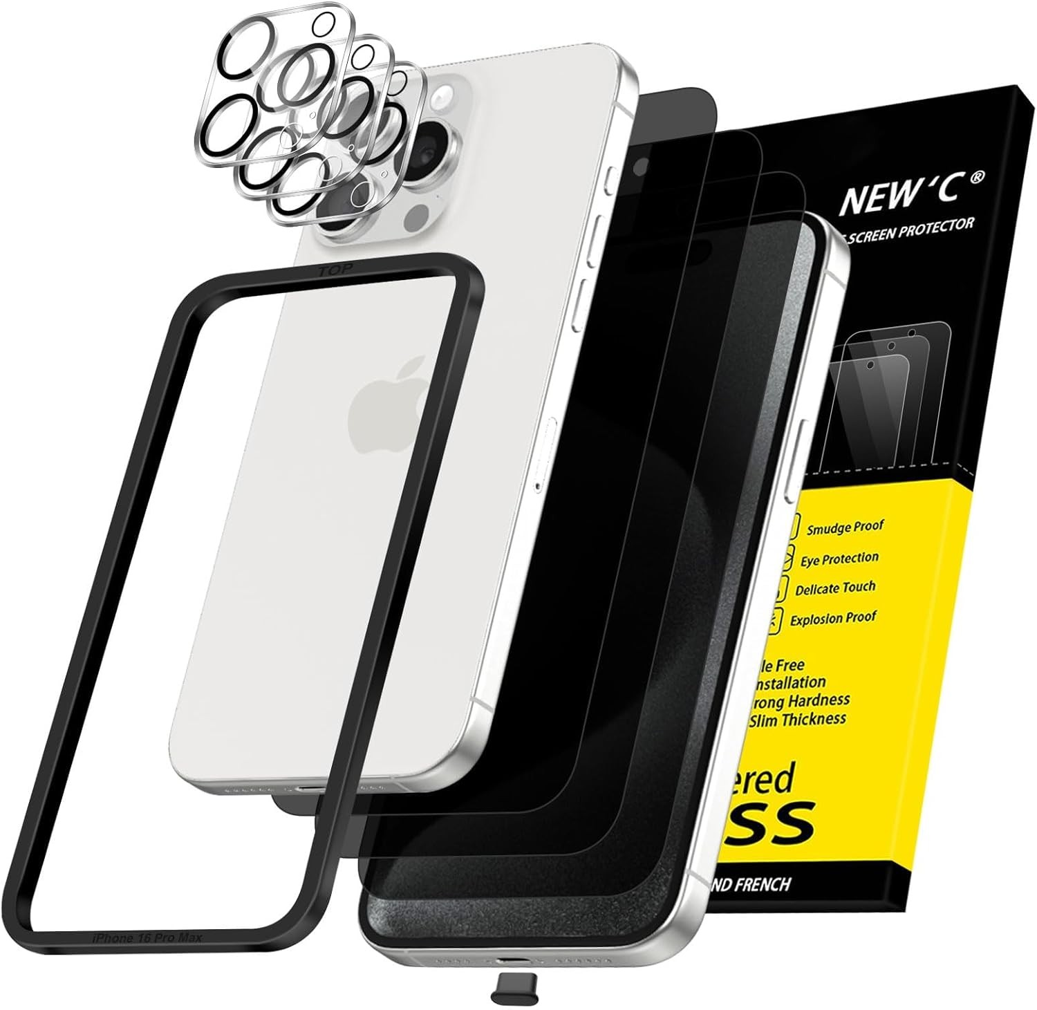 3x Privacy Screen Protector & 3x Camera Lens Protector for iPhone 15 Pro Max