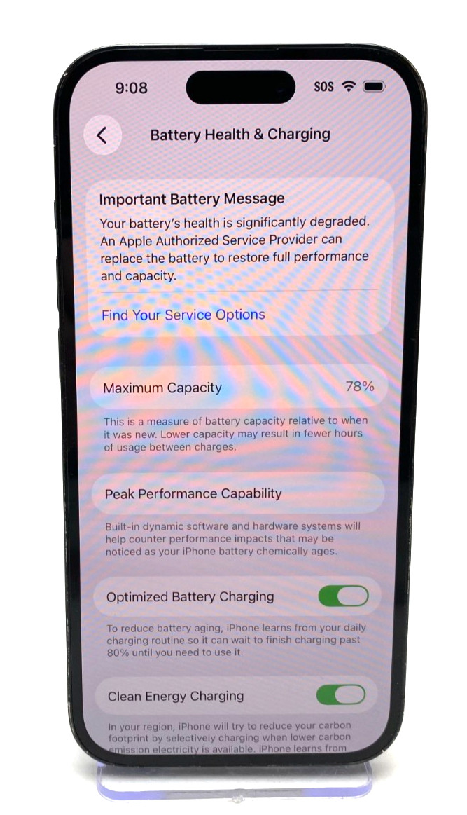 IPHONE 14 PRO A2650 256GB ~BLACK~ UNLOCKED CDMA + GSM ~MQ0N3LL/A~ OS 26.5 BH 78%