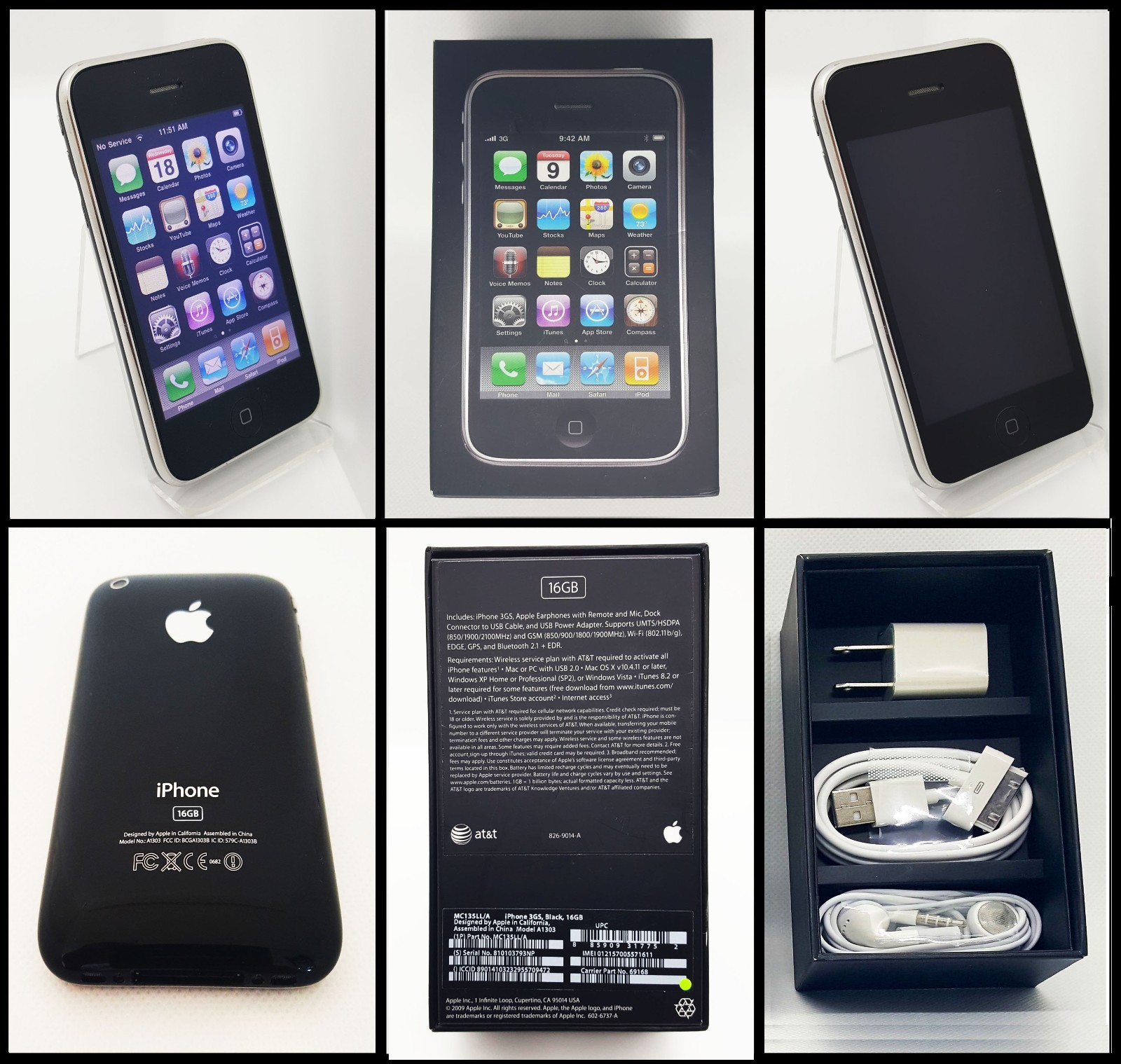 iPhone 3GS 16GB Black Mint Condition iOS 3.1.3 A1303 (GSM) RARE