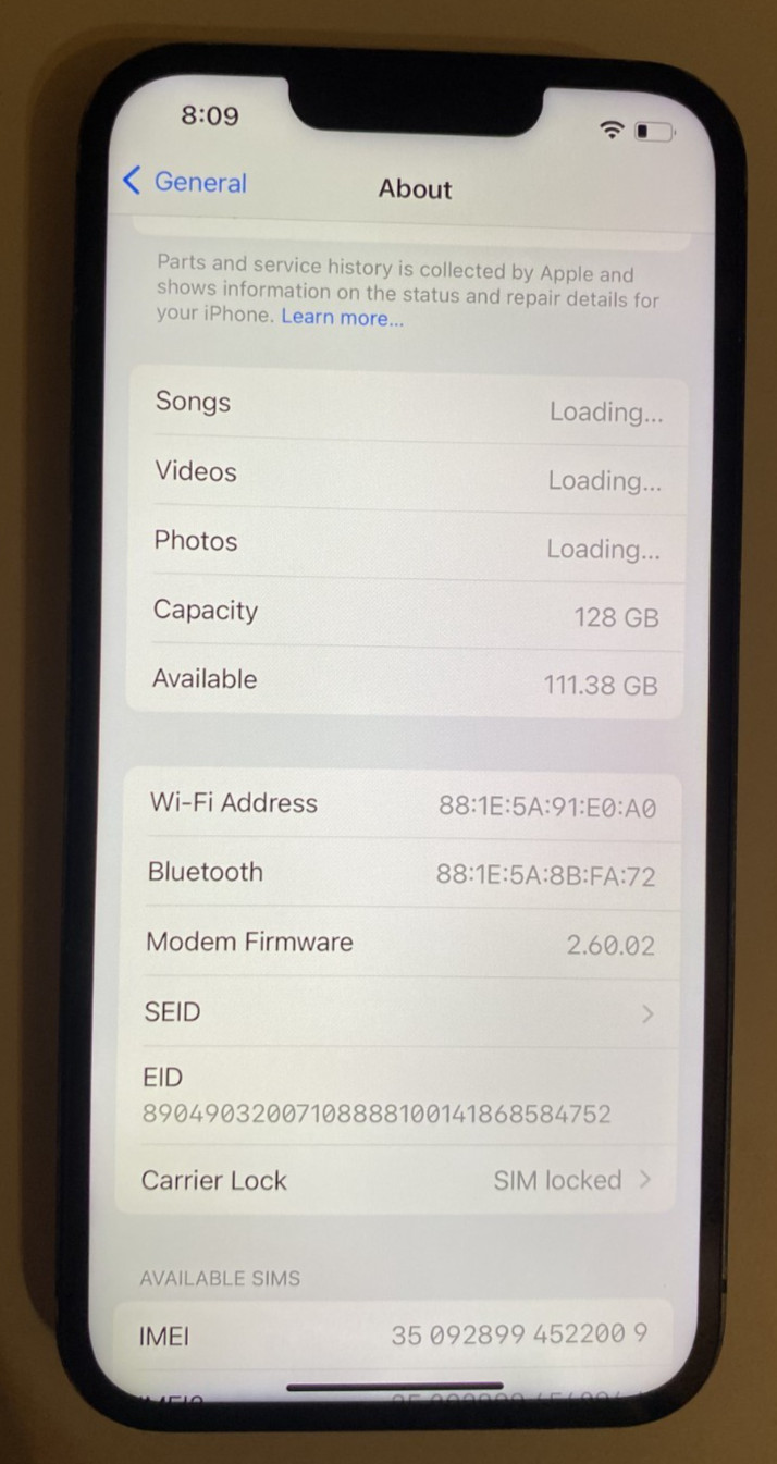 Apple iPhone 14 – 128 GB – Midnight (AT&T) See Description