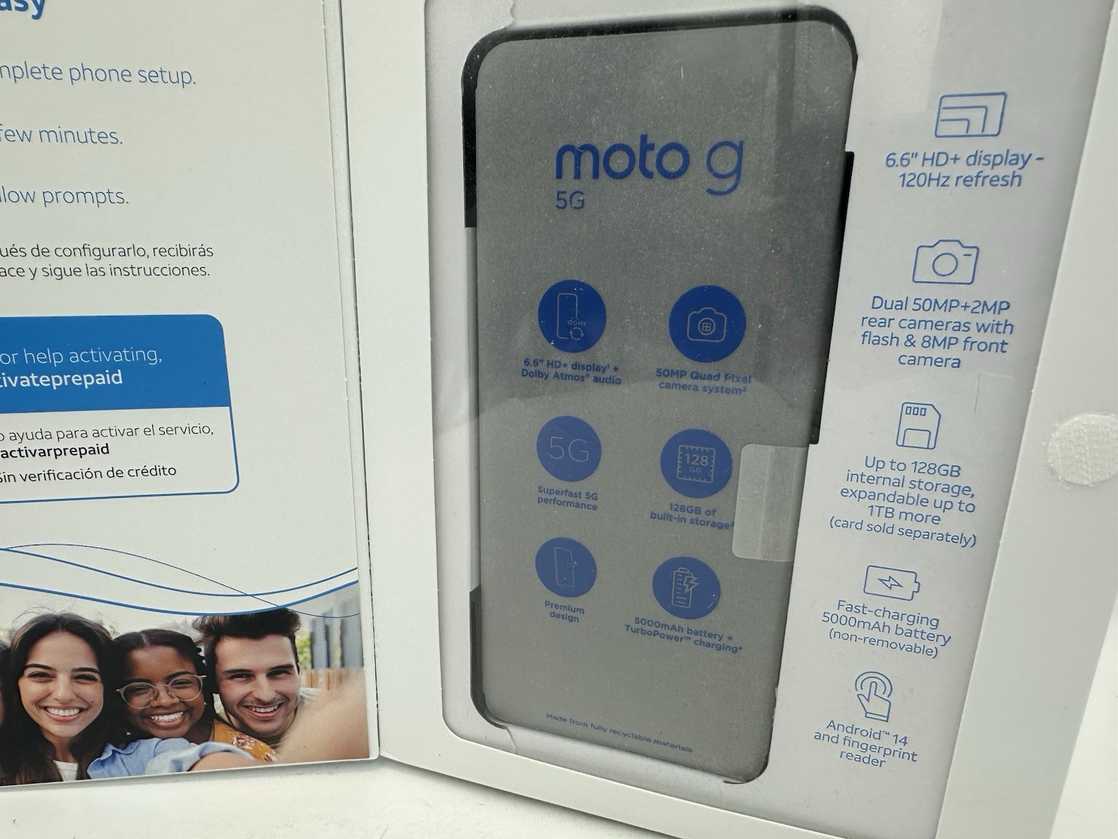 AT&T Prepaid Motorola Moto G 5G 2024 128GB 6.6”50MP Green Android Smartphone New
