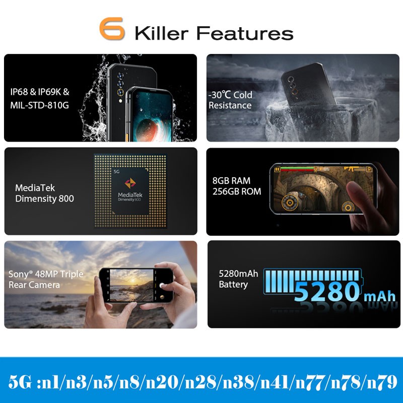 Global 5G Blackview BL6000 Pro Rugged Smartphone Android 13 Outdoors Octa Core
