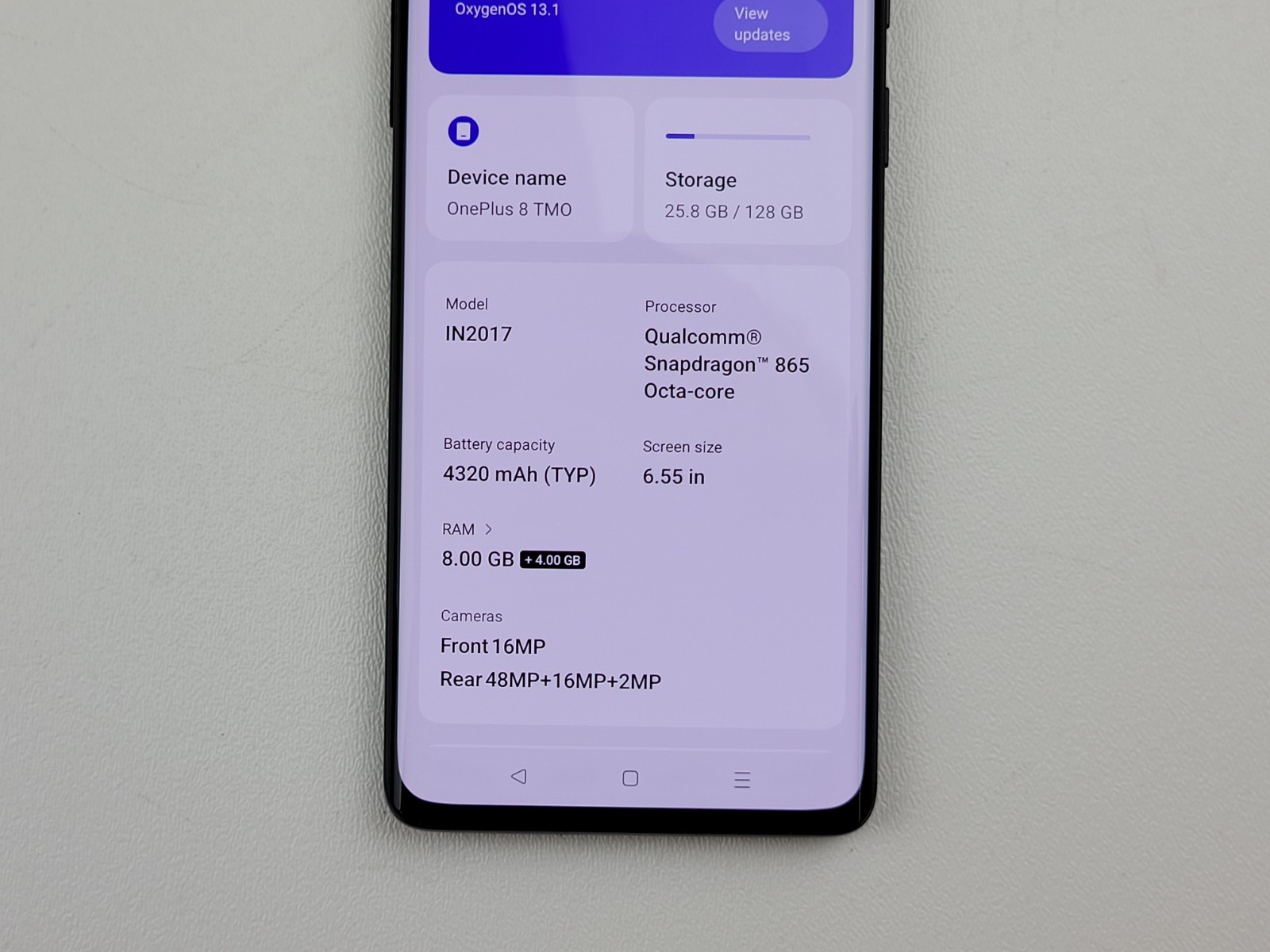 OnePlus 8 (IN2017) 128GB – Black (GSM Unlocked) (T-Mobile) – CRACKED – H8067