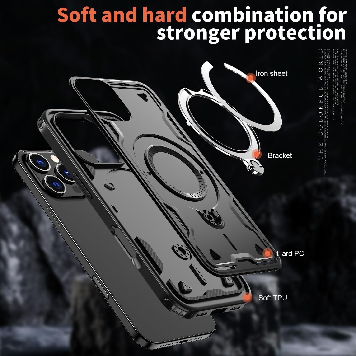 iPhone 16 Pro Max Case Magnetic Support Wireless Charger, Built-in Stand Ring, 2