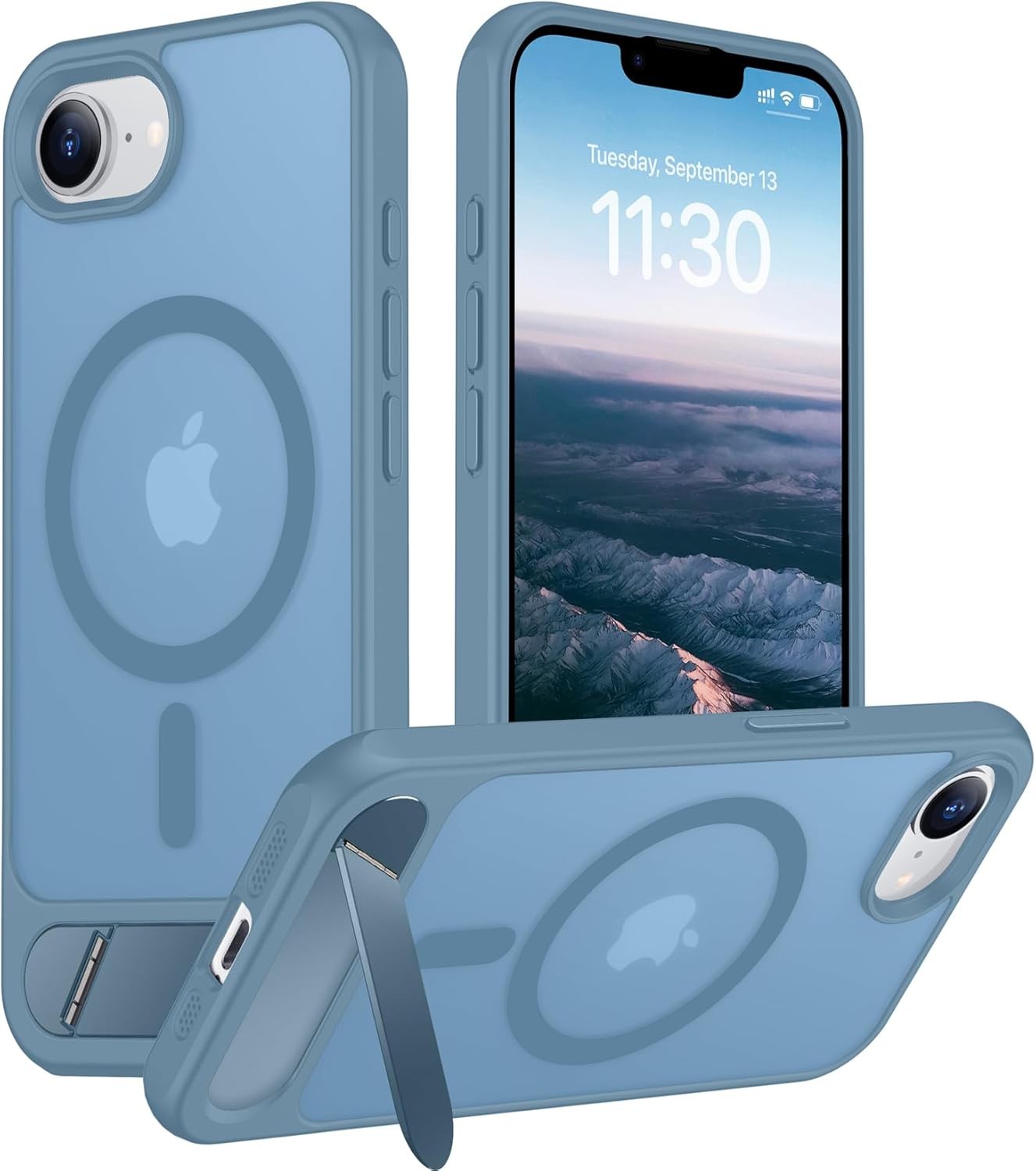 Magnetic Case for iPhone 17e & iPhone 16e, Built-in Invisible Kickstand, Slim Tr