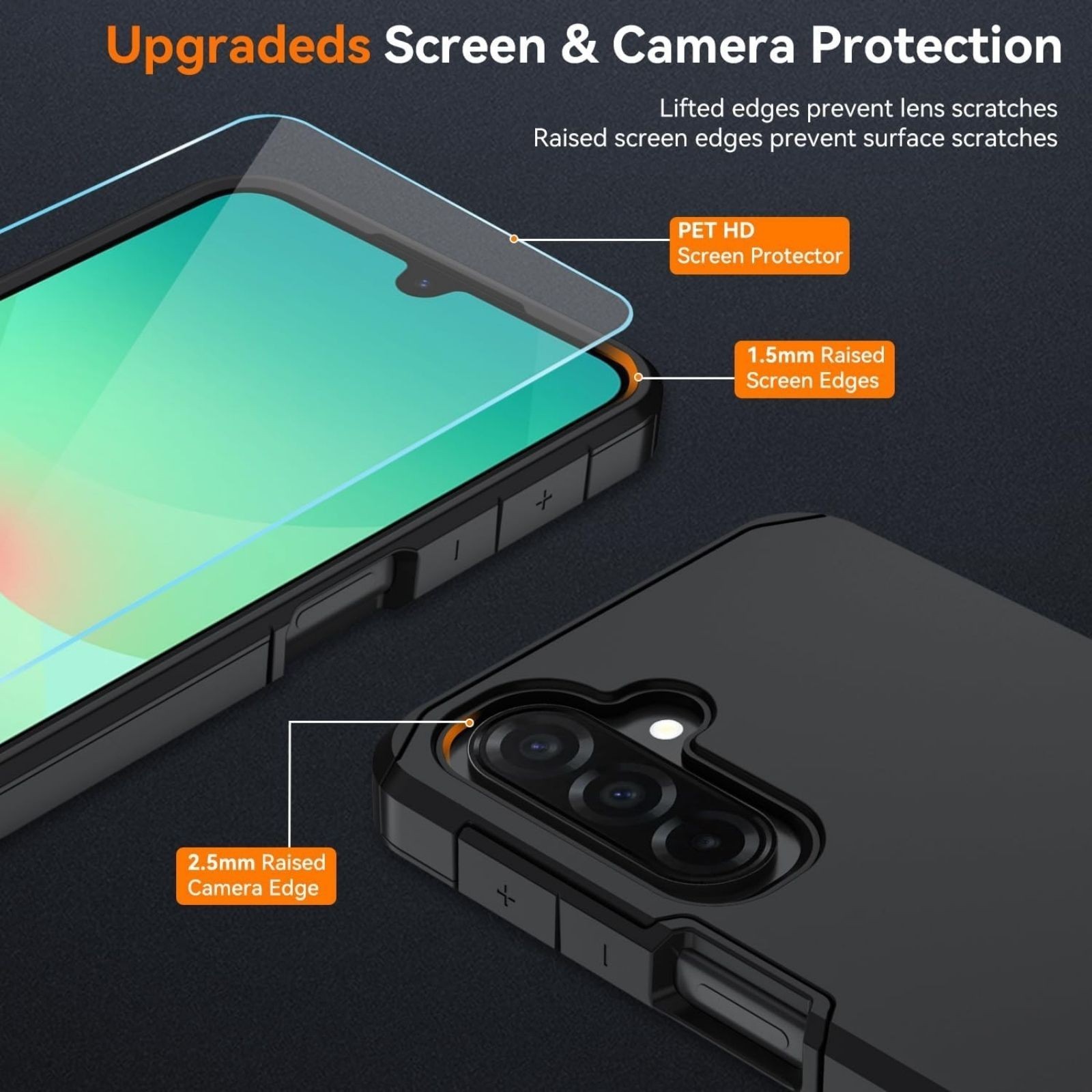 Samsung Galaxy A17 Case: Shockproof Phone Cover with HD Screen Protector, Black