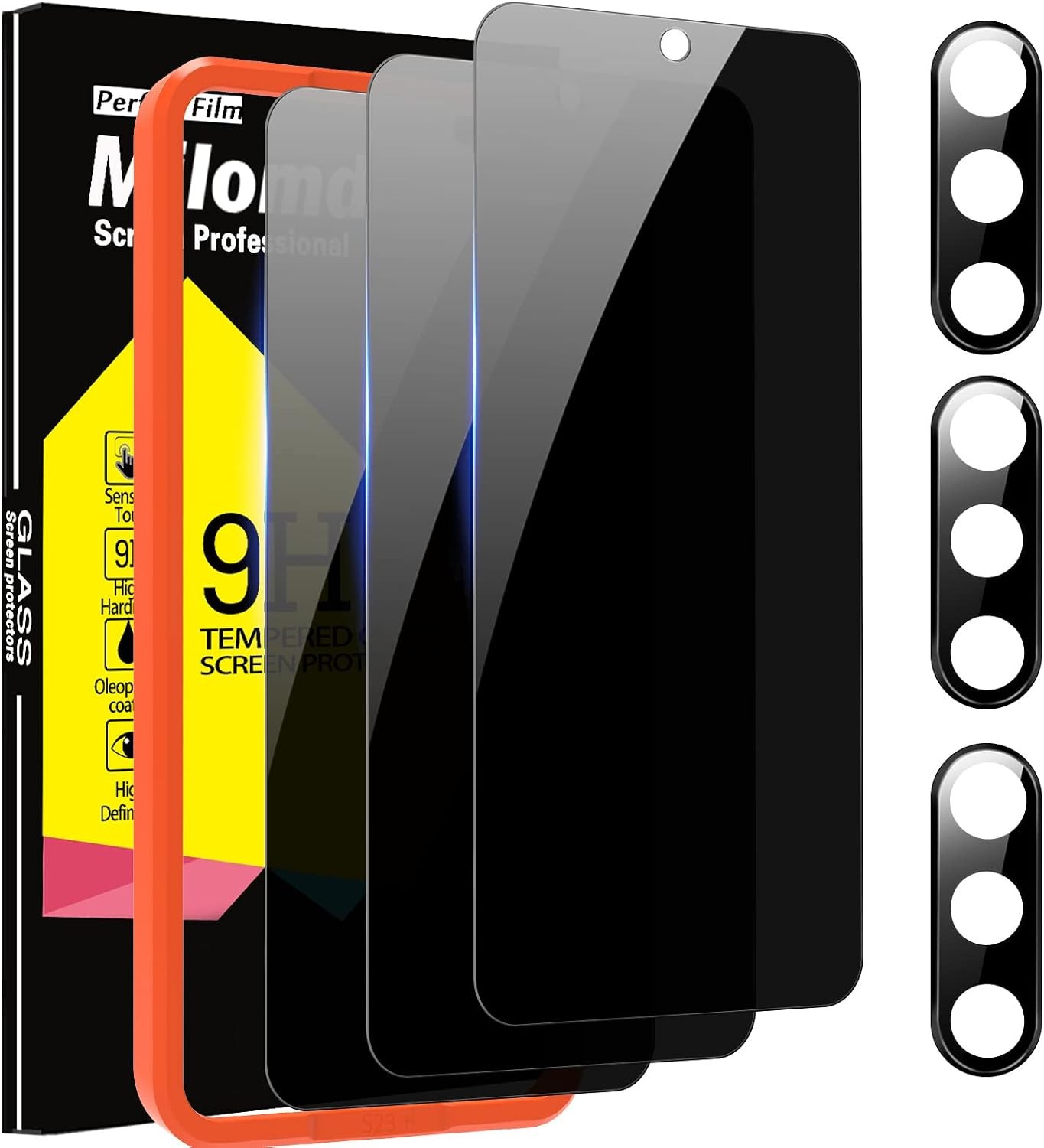 [3+3 PCS] Privacy Screen Protector & Camera Lens Protector for Samsung Galaxy S2