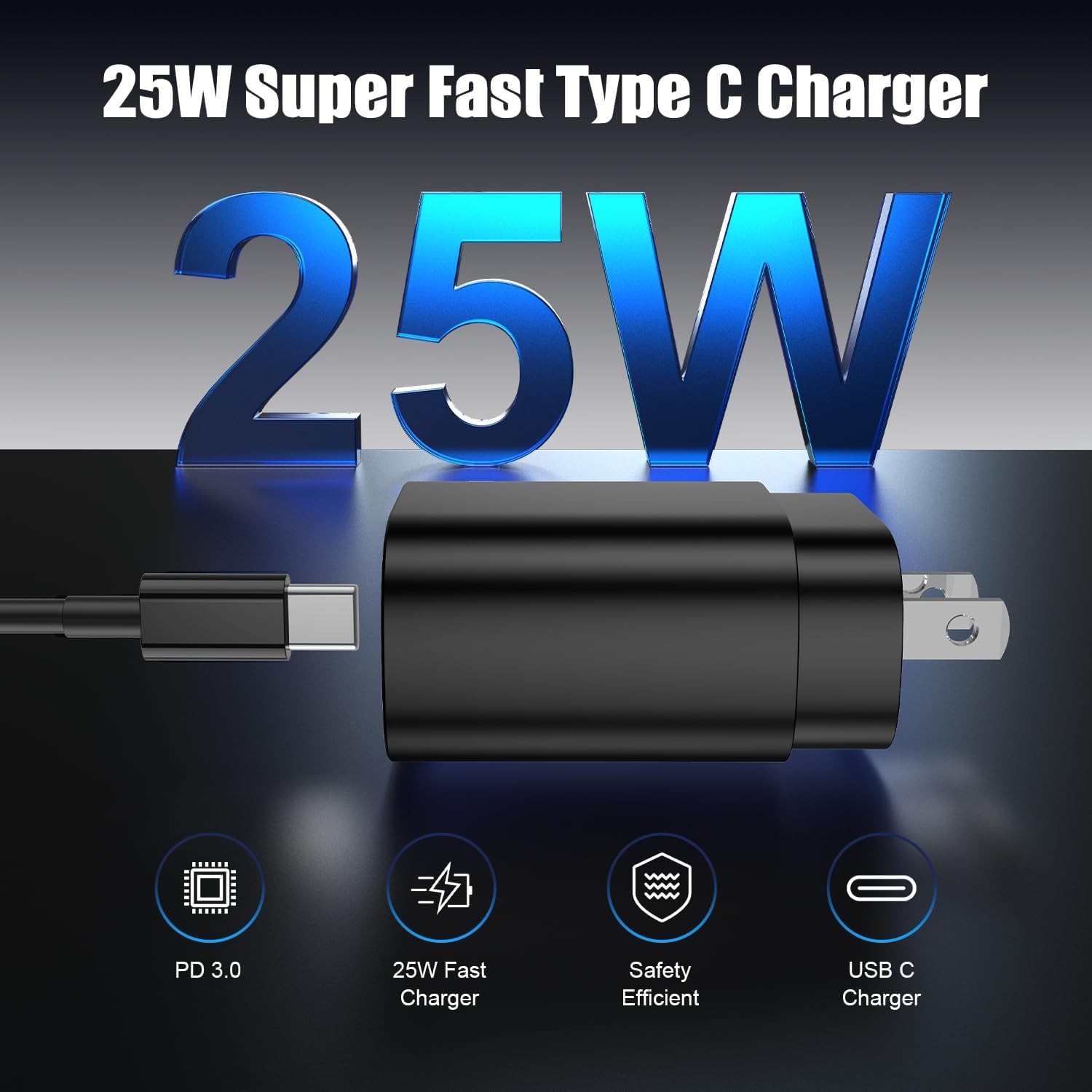 25W USB-C Fast Charger Block 4-Pack for Samsung Galaxy S24/S25, 6ft & 1 Included
