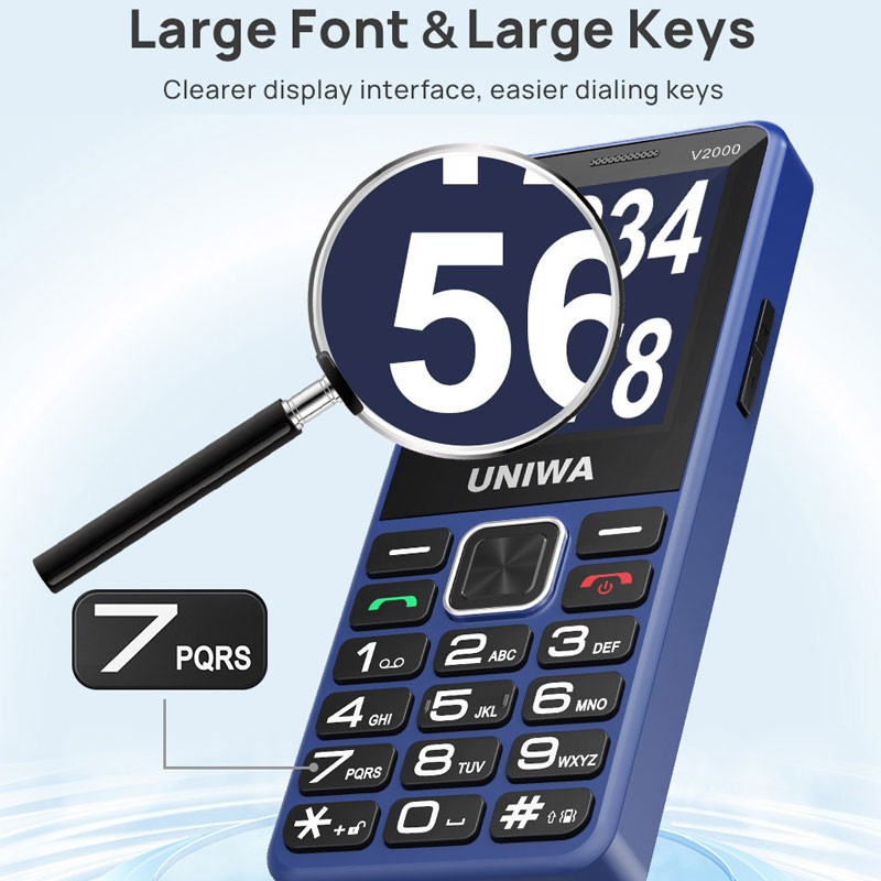 2.4″ 4G LTE Mobile Dual SIM Big Button Phone SOS Keyboard Unlocked UNIWA V2000