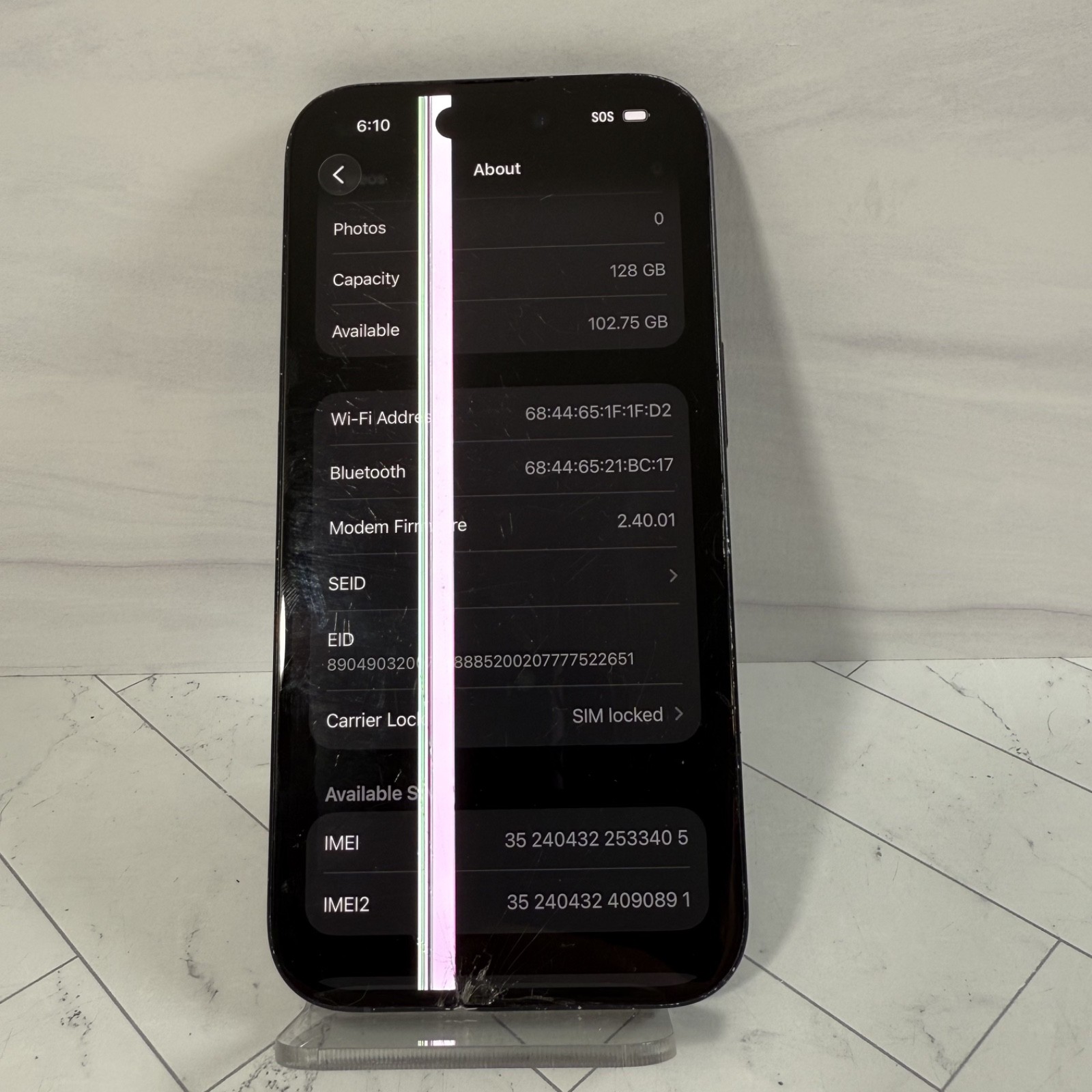 Cracked Screen LCD Apple iPhone 16 128 GB Black T-Mobile Only #A79