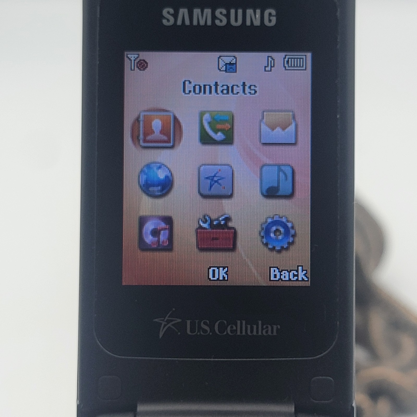 Samsung Chrono SCH-R260 (U.S. Cellular) – 51MB – CDMA – Blue Cellular Flip Phone