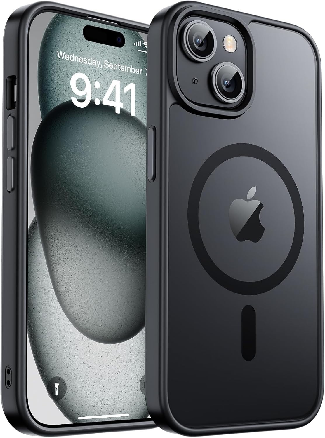 Magnetic for iPhone 15 Case & iPhone 14 Case, Translucent Matte Shockproof Cover
