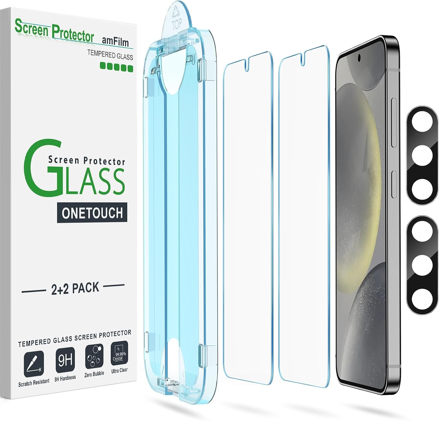 2PCS Screen Protector & Camera Lens Protector for Samsung Galaxy S24 6.2 Inch An