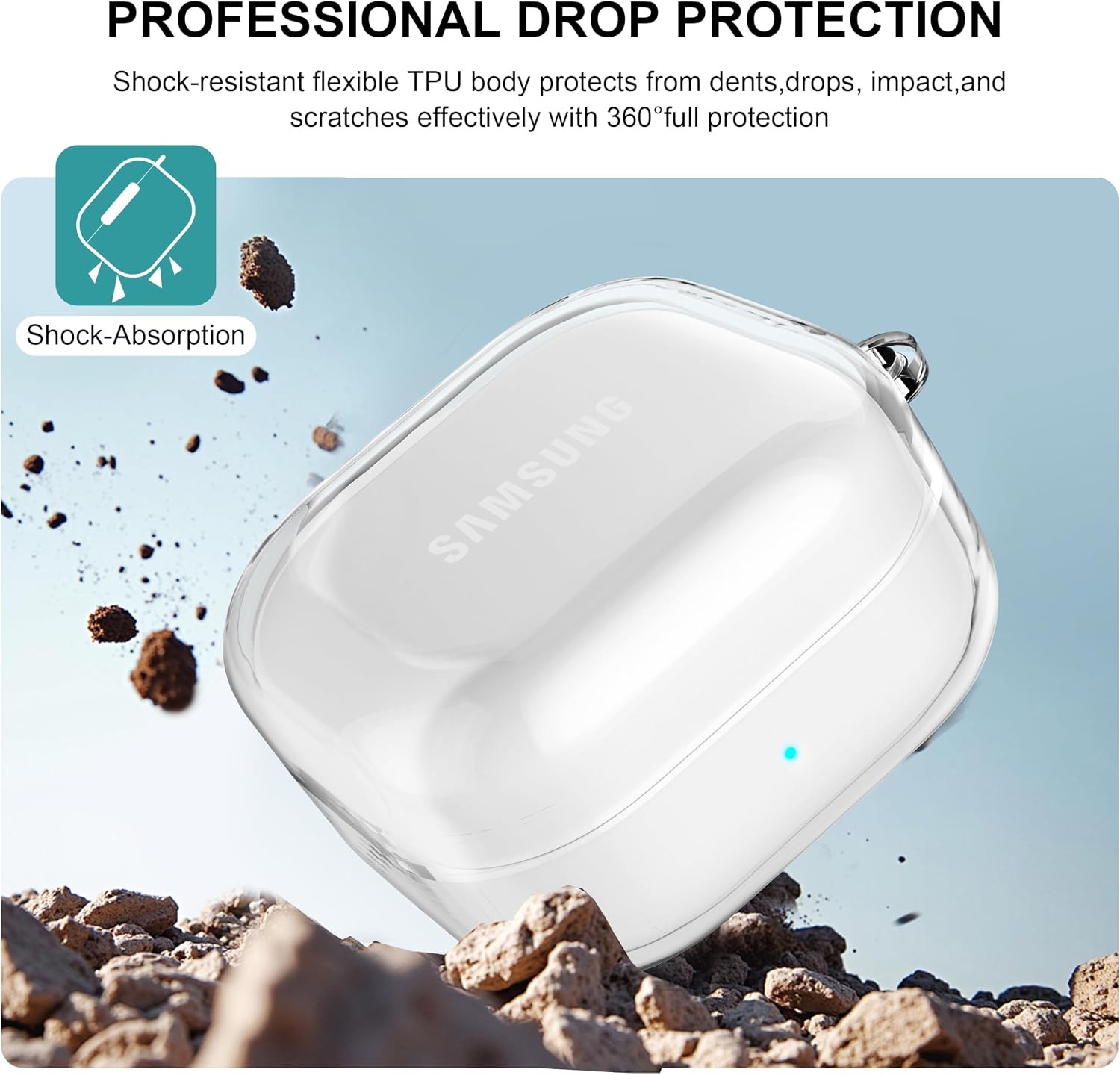 Clear Shockproof Case for Samsung Galaxy Buds 4 Pro, Soft TPU Cover with Keychai