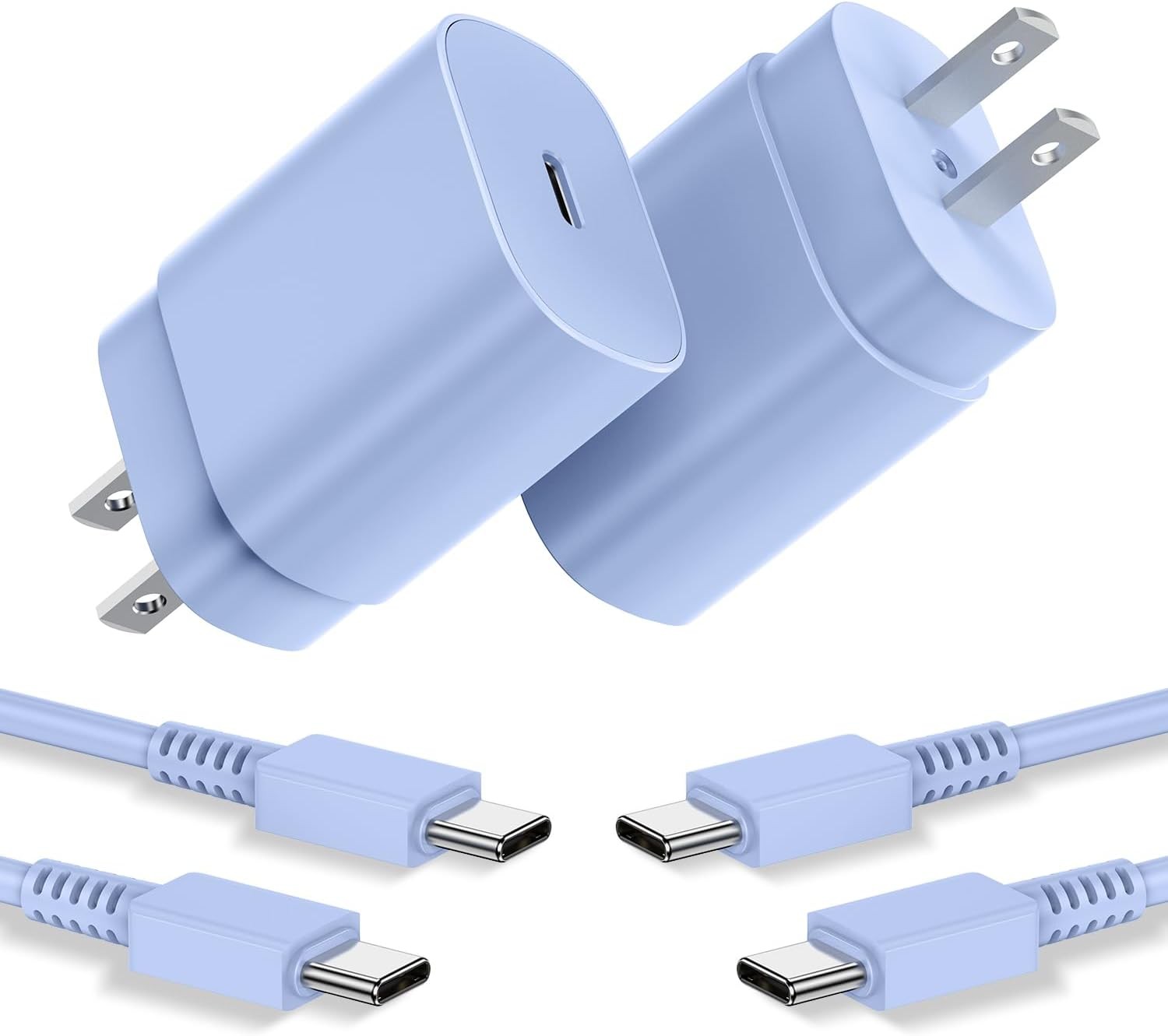 2 Pack 25W PD USB-C Fast Wall Charger for Samsung Galaxy S23 S22, 3ft Cable