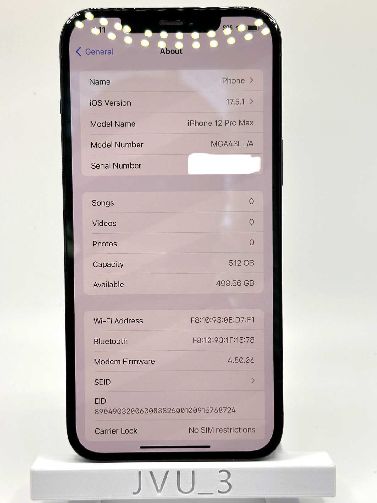 USED IPHONE 12 PRO MAX A2342 512GB PACIFIC BLUE MGA43LL/A T-MOBILE 85% BATTERY