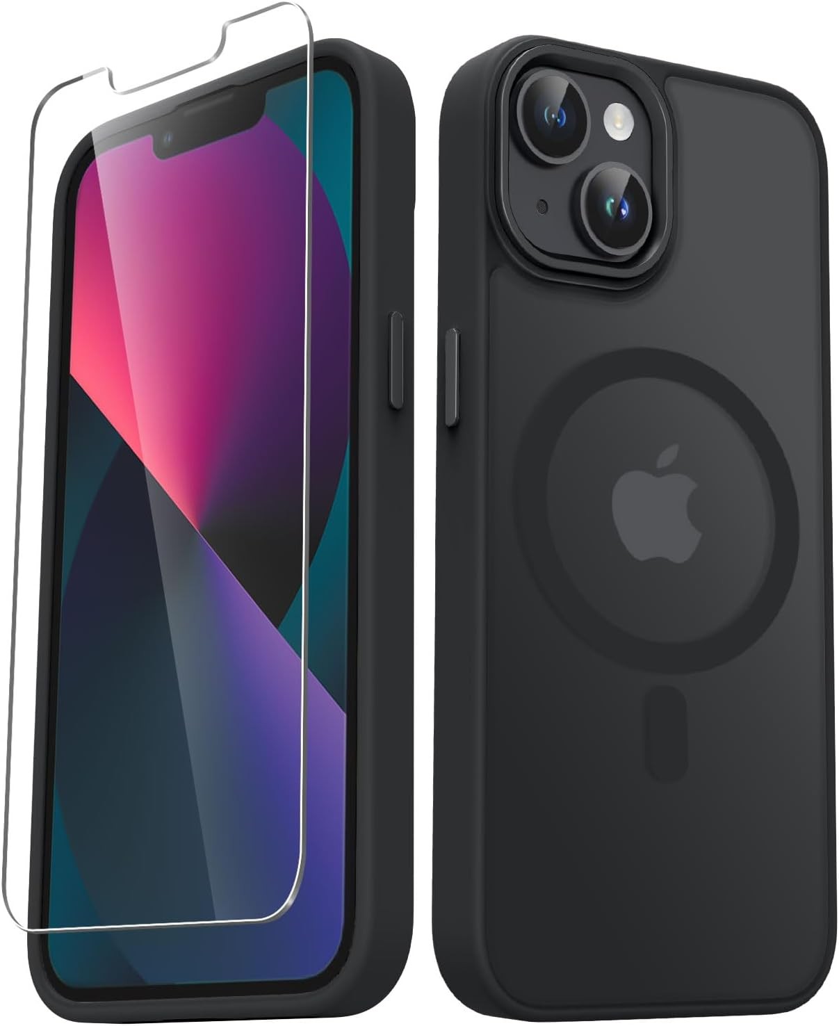 iPhone 14 Case, iPhone 13 Case, Matte Magnetic Slim Phone Cover, Black, Shockpro
