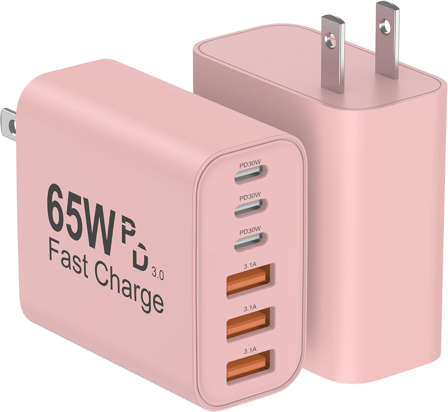 USB C Charger Block, 2Pcs 65W 6-Port USB C Wall Charger Fast Charging Power Adap