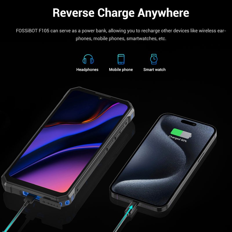 6.74″ FOSSiBOT F105 4G LTE Rugged Smartphone Android Dual SIM Outdoors 10300mAh