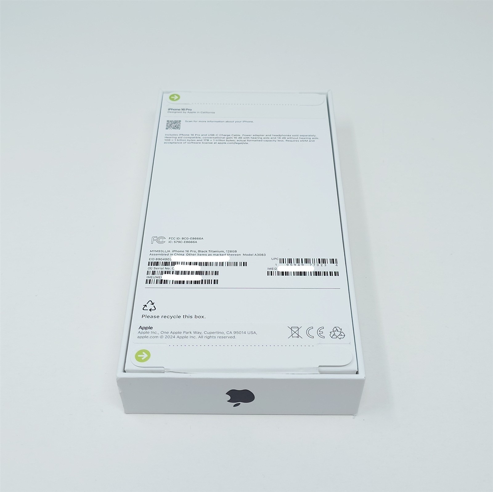 NEW Apple iPhone 16 Pro 128GB Unlocked Black Titanium A3083 iOS 18