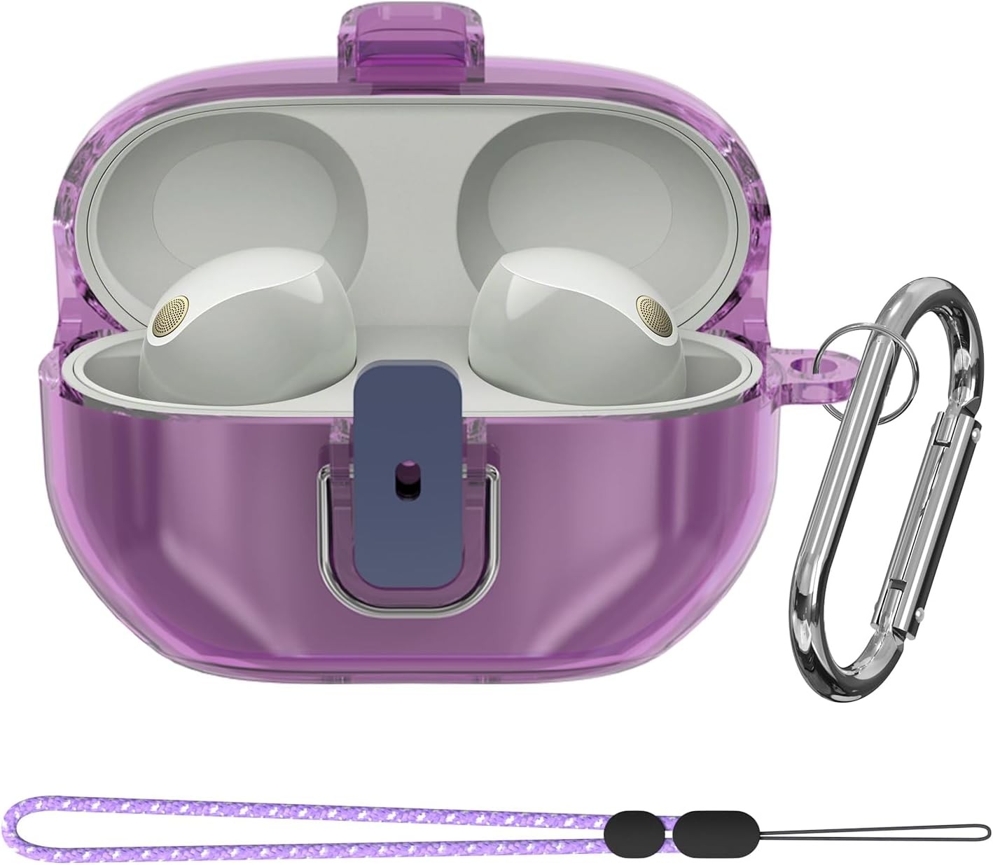 Sony WF-1000XM5 Case Cover, Clear Soft TPU Protective Earbuds Case with Carabine