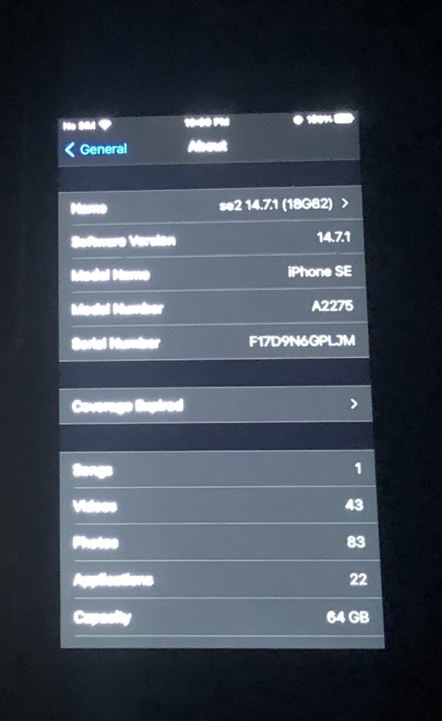 iPhone SE 2020 64GB (A2275) iOS 14.7.1 64 GB