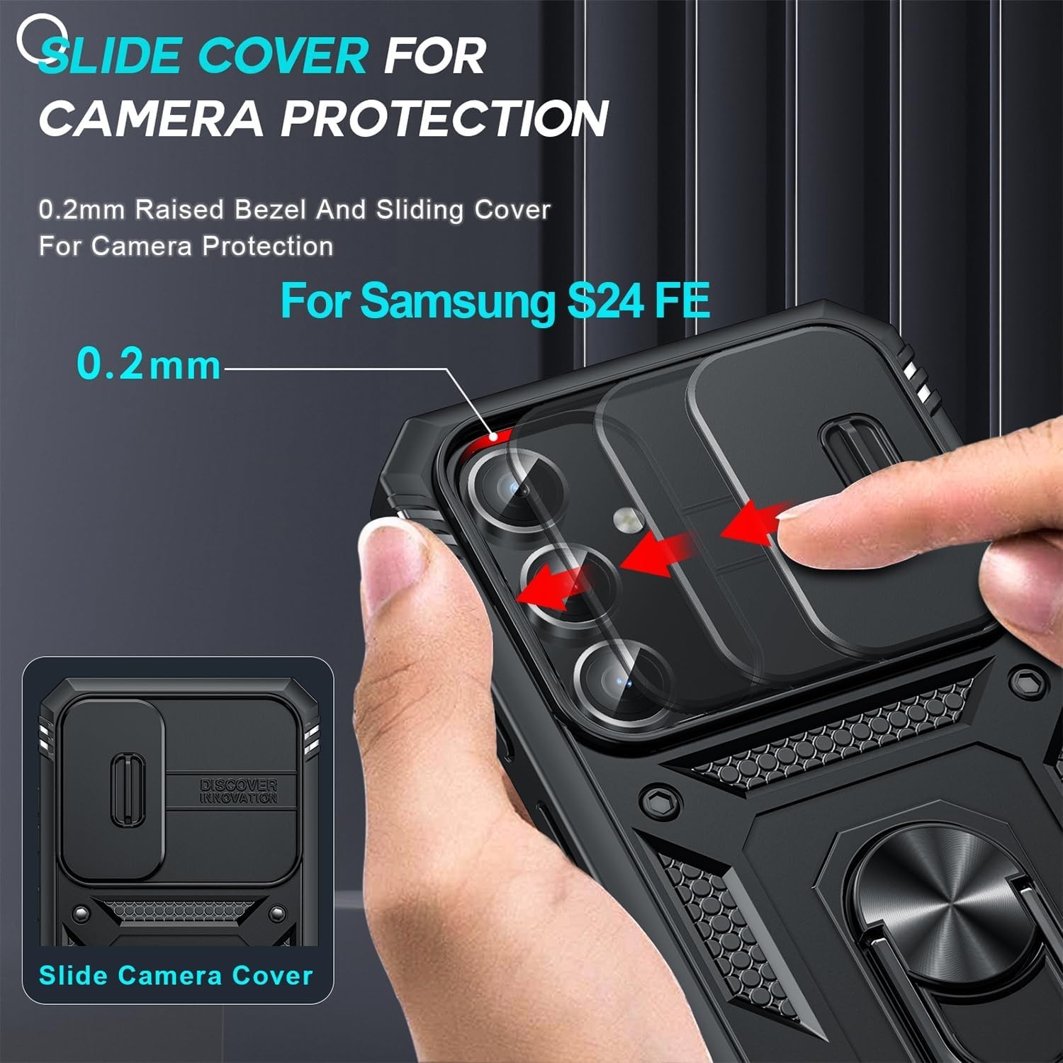 for Samsung Galaxy S24-FE Case Military Grade with Stand,Magnetic Support