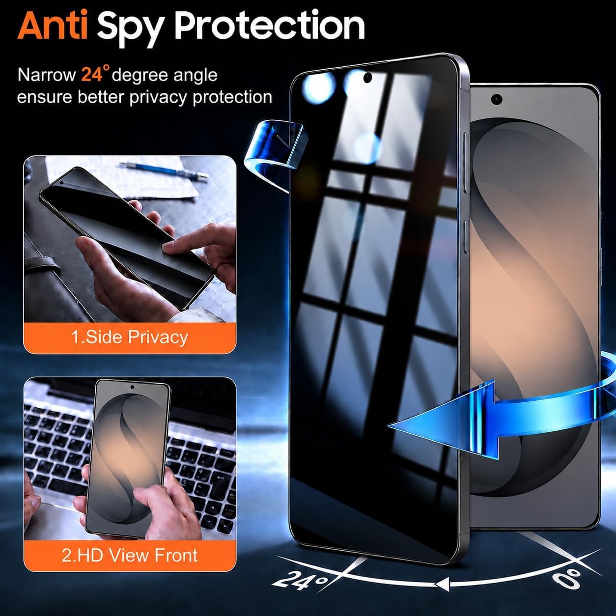 [2+2 PCS] Privacy Screen Protector & Camera Lens Protector for Samsung Galaxy S2