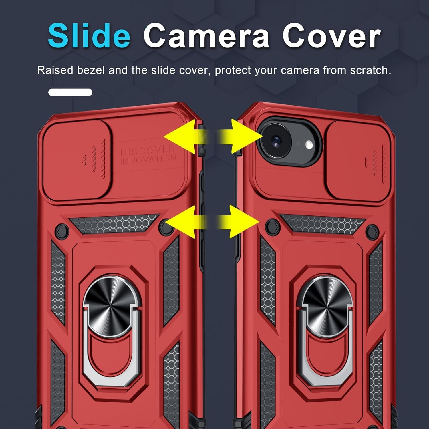 Case for iPhone 17e & iPhone 16e Phone Cover with Slide Camera Lens Cover, Red
