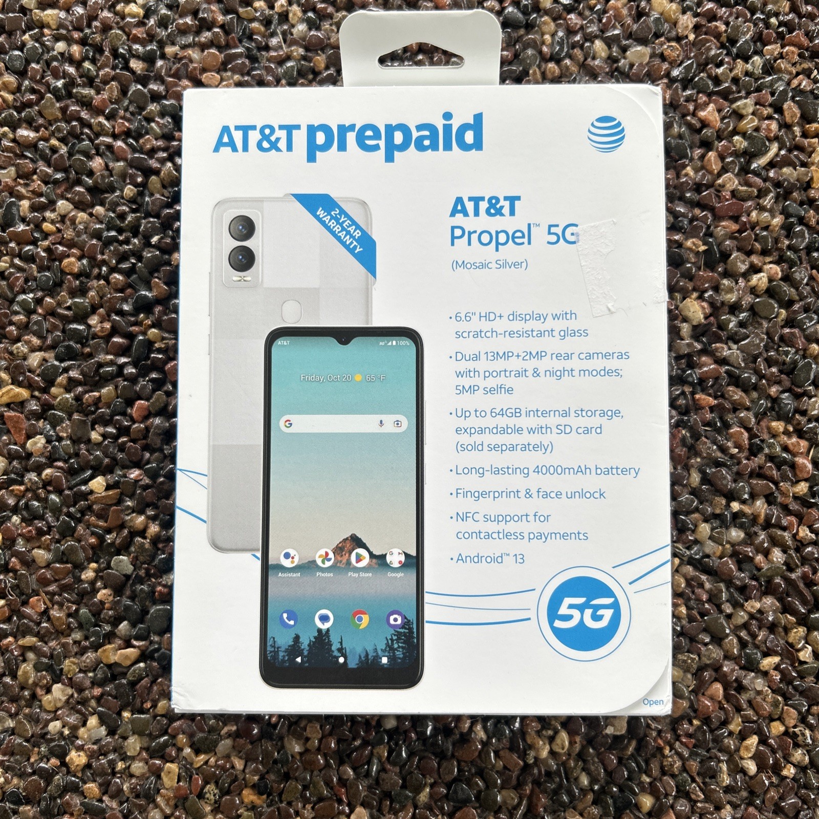 AT&T Propel 5G 64GB Android 13 Mosaic Silver Prepaid Smartphone