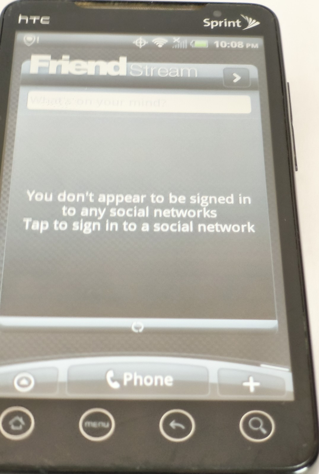 HTC Evo4G smartphone. Sprint. powers on. Parts/repair only.