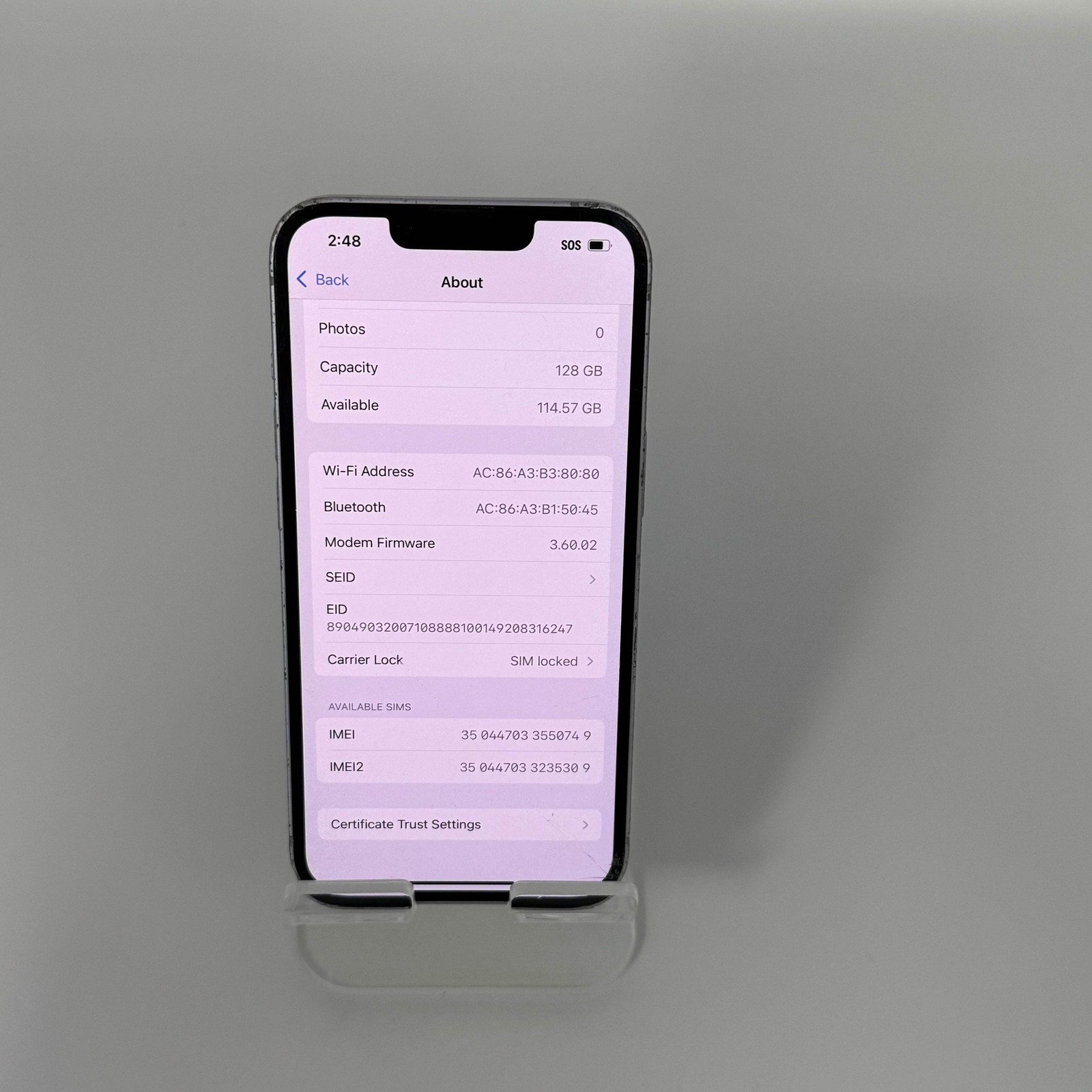 T-Mobile Apple iPhone 14 128GB MPUA3LL/A BH 85% BH – Cracked Back