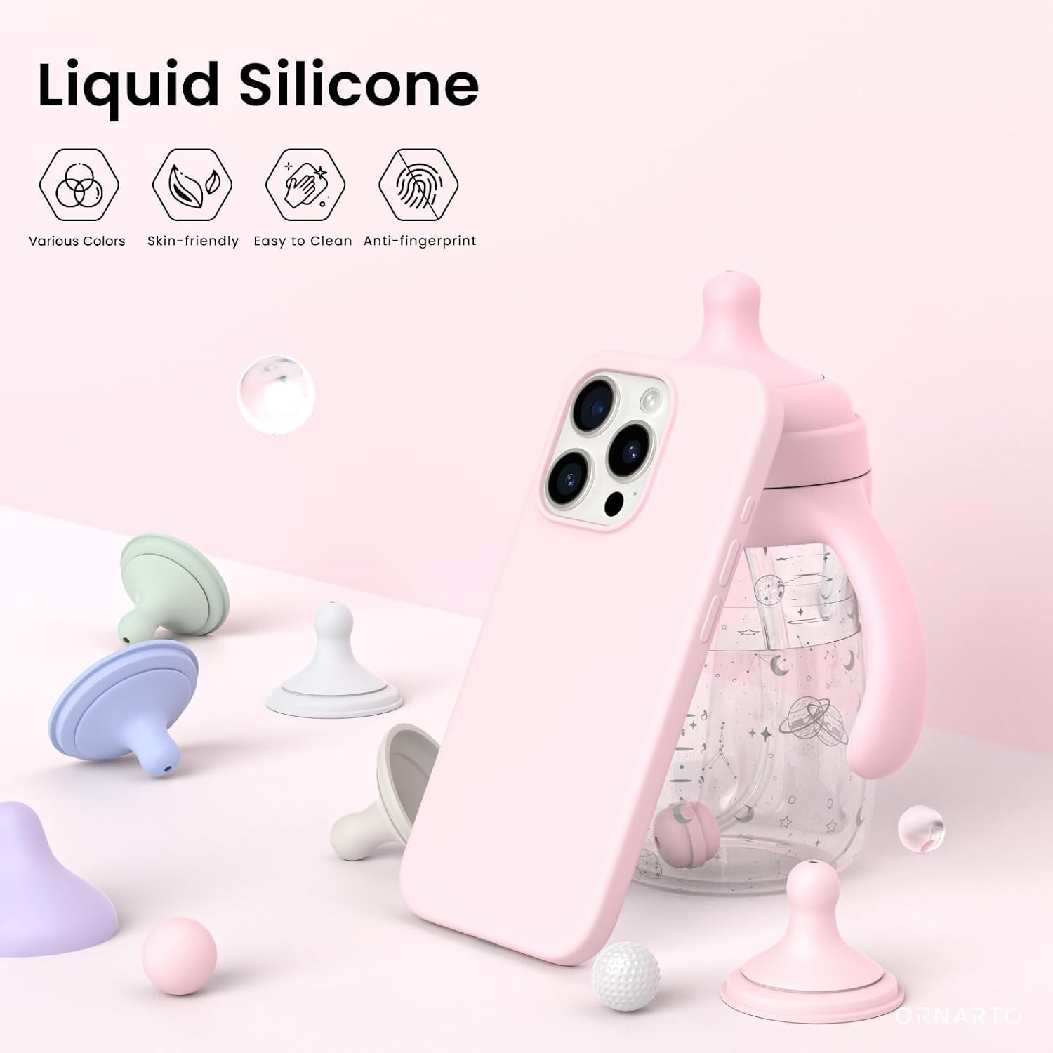 Slim Liquid Silicone Case for iPhone 15 Pro Max 6.7″, Shockproof Soft Gel Rubber