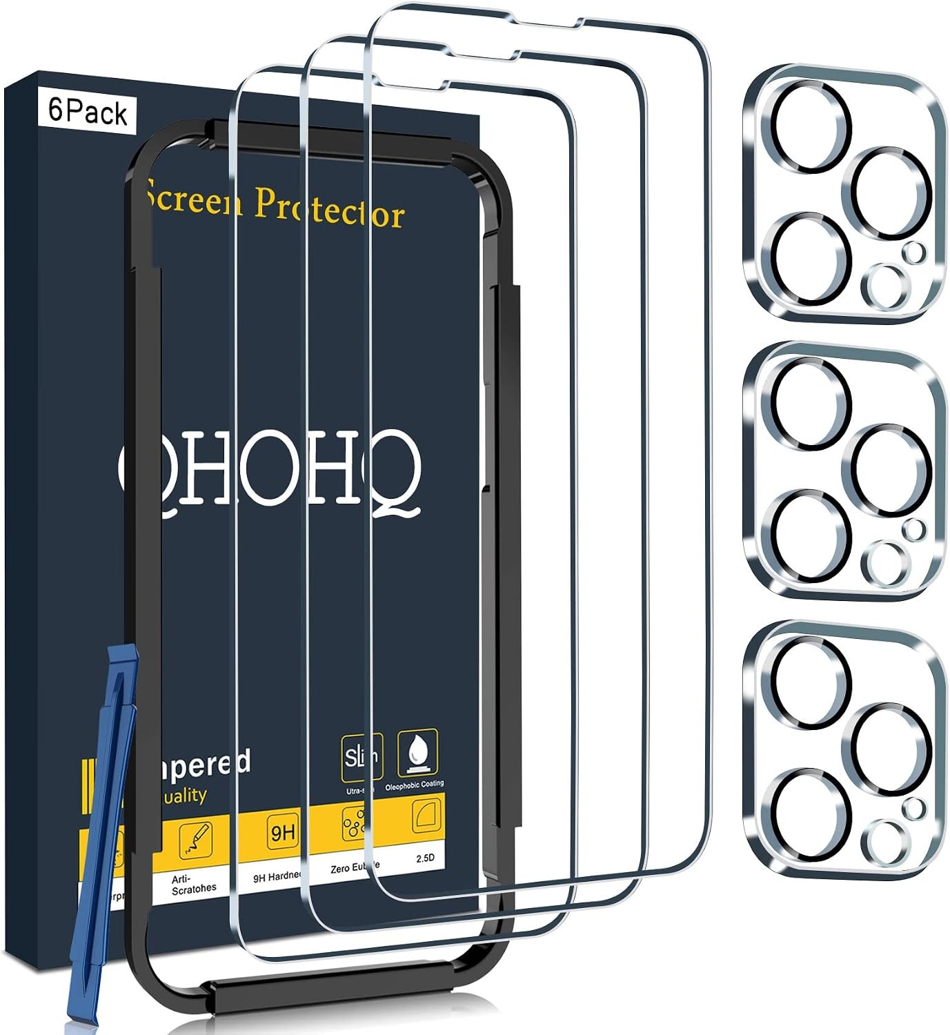 3 Pack of Tempered Glass Screen and Camera Lens Protectors for iPhone 14 Pro Max