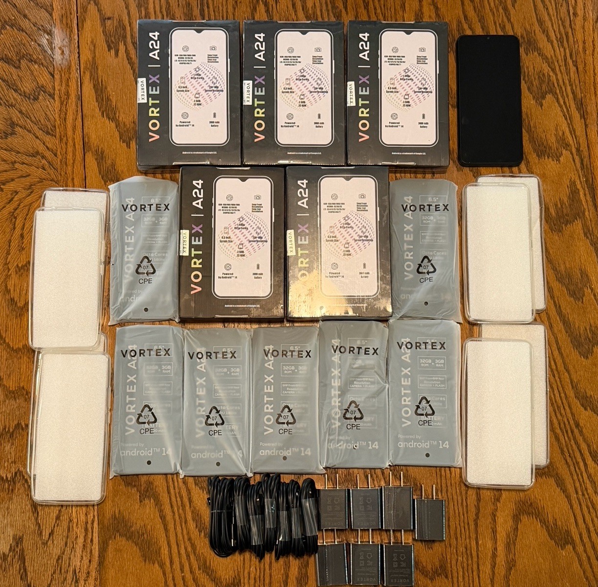 Vortex Cellular Lot Of 13 A24 – 32GB – Black CARRIER UNKNOWN Android Smartphone