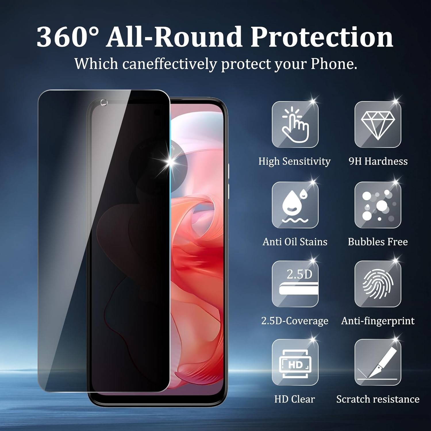 [4 Pack] 2 Pack Privacy Screen Protector for Motorola Moto G Power 5G 2024 with